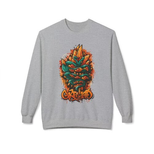 Graffiti Monster Sweatshirt | Unisex Fleece Crewneck, Artistic Urban Streetwear